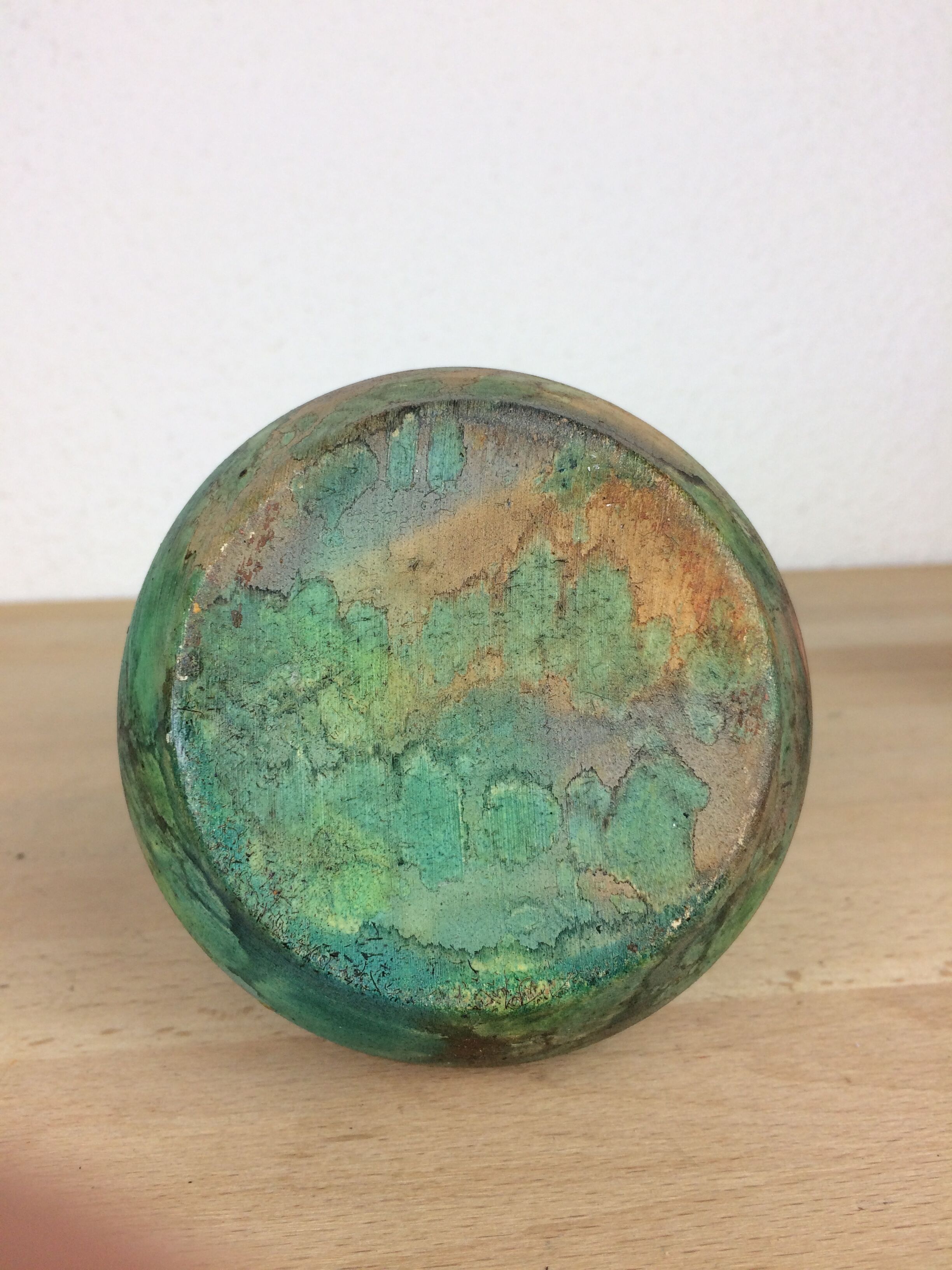 Vintage green ceramic ball vase