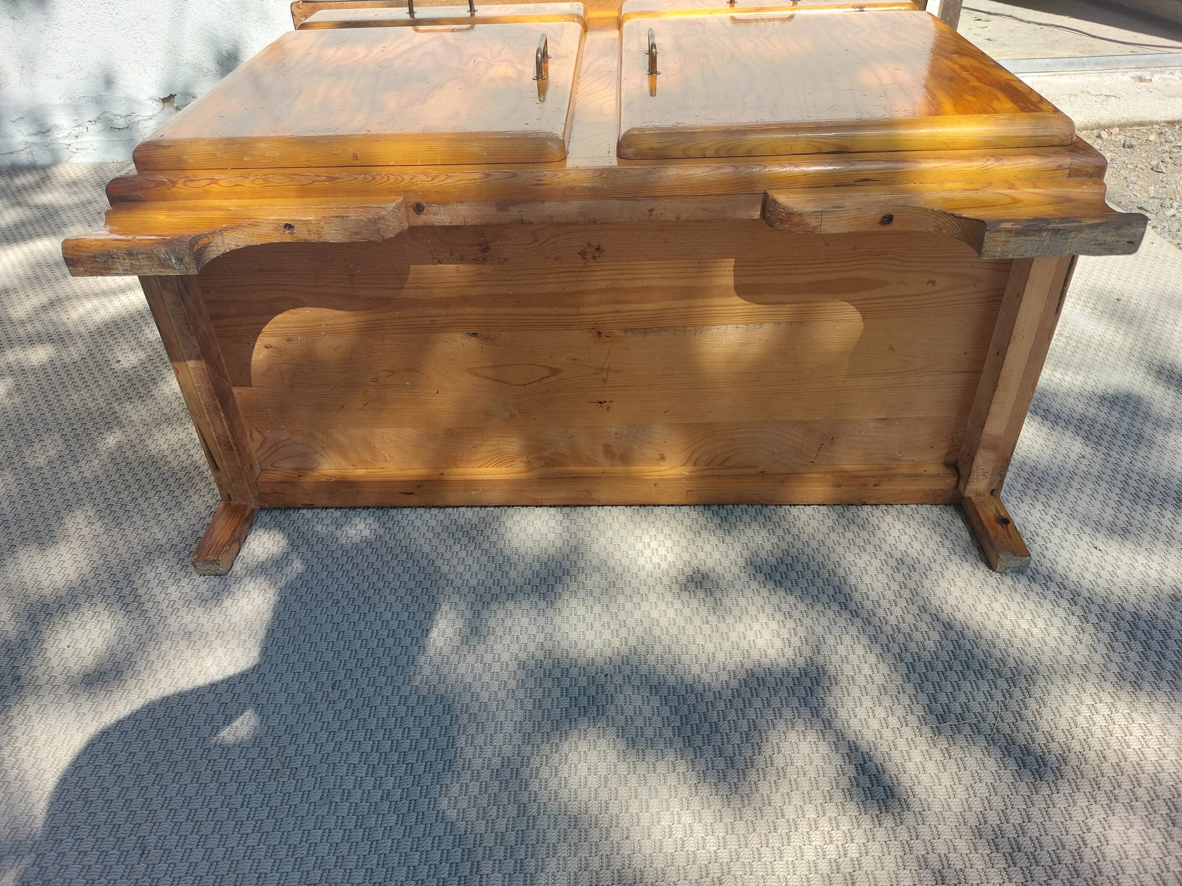 Mado wooden buffet, green and black tray, vintage.