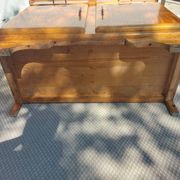 Mado wooden buffet, green and black tray, vintage
