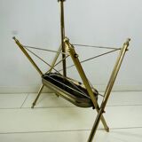 Vintage magazine rack, Neo classical brass dolphine rack