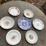 Lot of 7 small mismatched plates, old and collector's items