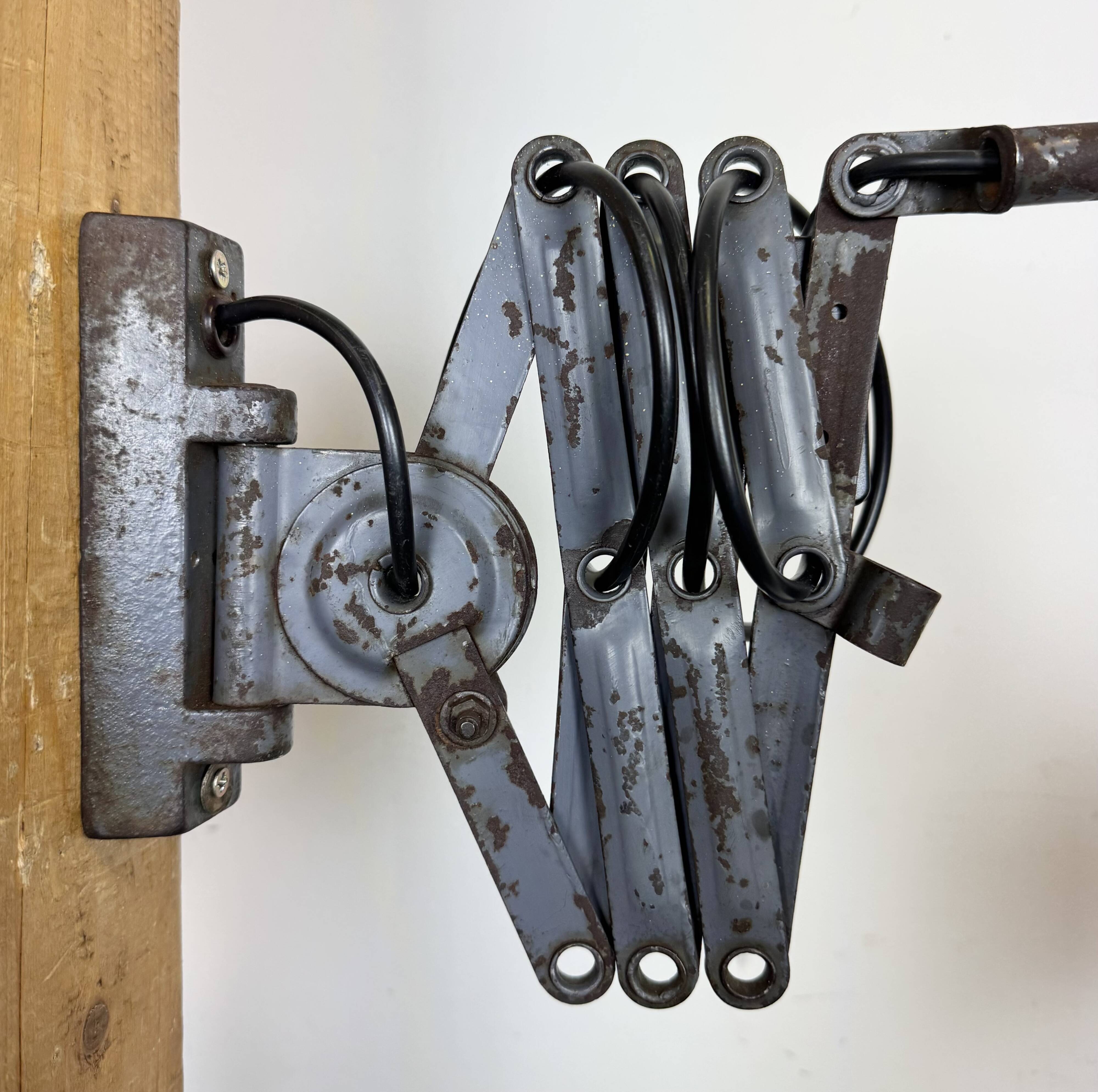 Grey Industrial Scissor Wall Lamp from Elektroinstala, 1960s
