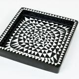 Black and white ceramic plate Domino by Stig Lindberg, ashtray, Gustavsberg, 1950s