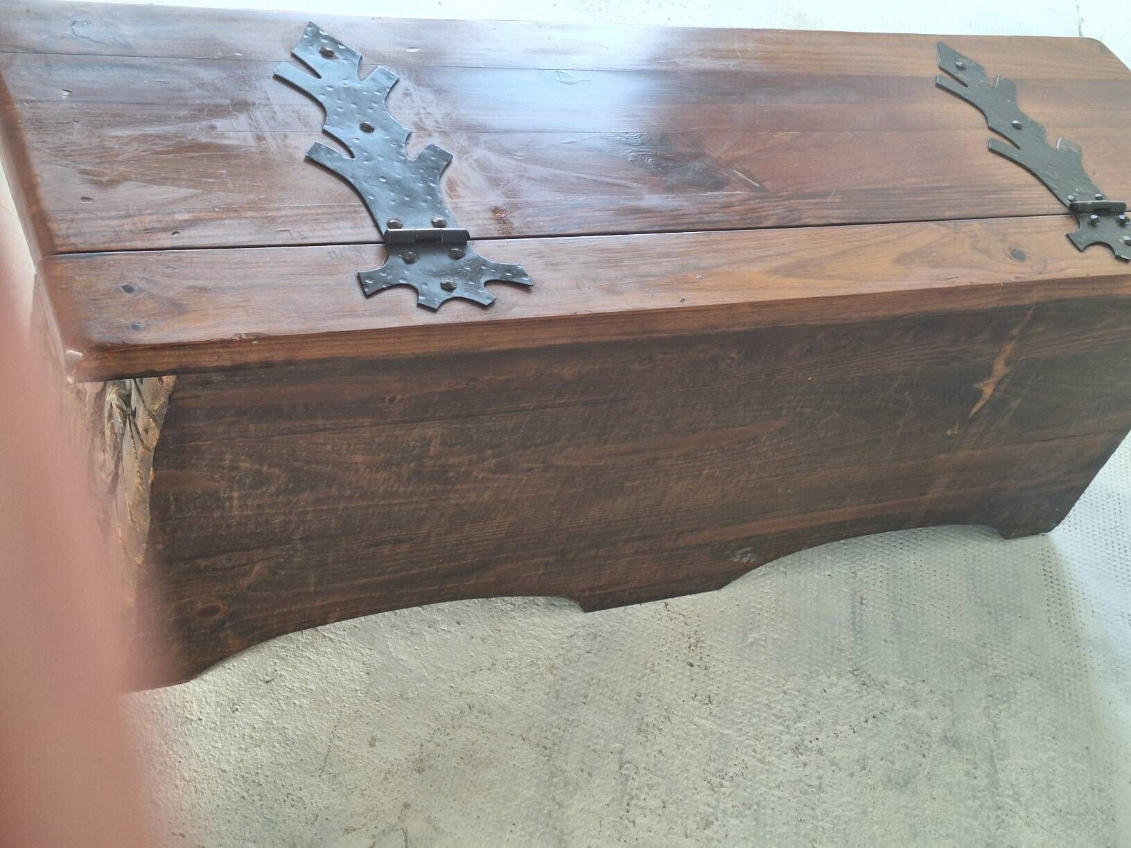 Artes de México Spanish colonial wood and iron carved painted coffer, 1940s