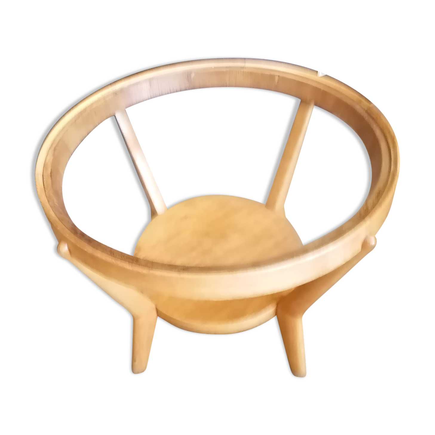 Round wooden coffee table, glass top, Czech, 50s, Kozeelka & Kropacek