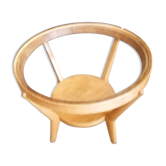 Table basse ronde en bois, plateau en verre, Tchèque , années 50, kozeelka & kropacek