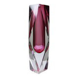 Faceted submerged vase Murano pink glass and crystal from the 1950s-60s.
