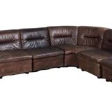 Vintage modular leather sofa from the 60s, 70s