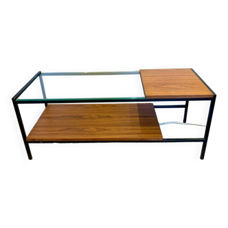 Table basse vintage bois et verre