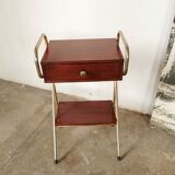 Metal and wood bedside table 1960/1970