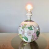 Ceramic ball lamp, with floral decoration, 70s, signed