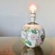 Ceramic ball lamp, with floral decoration, 70s, signed