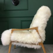 Vintage Design Art Deco White Sheepskin Fluffy Fury Chair Armchair
