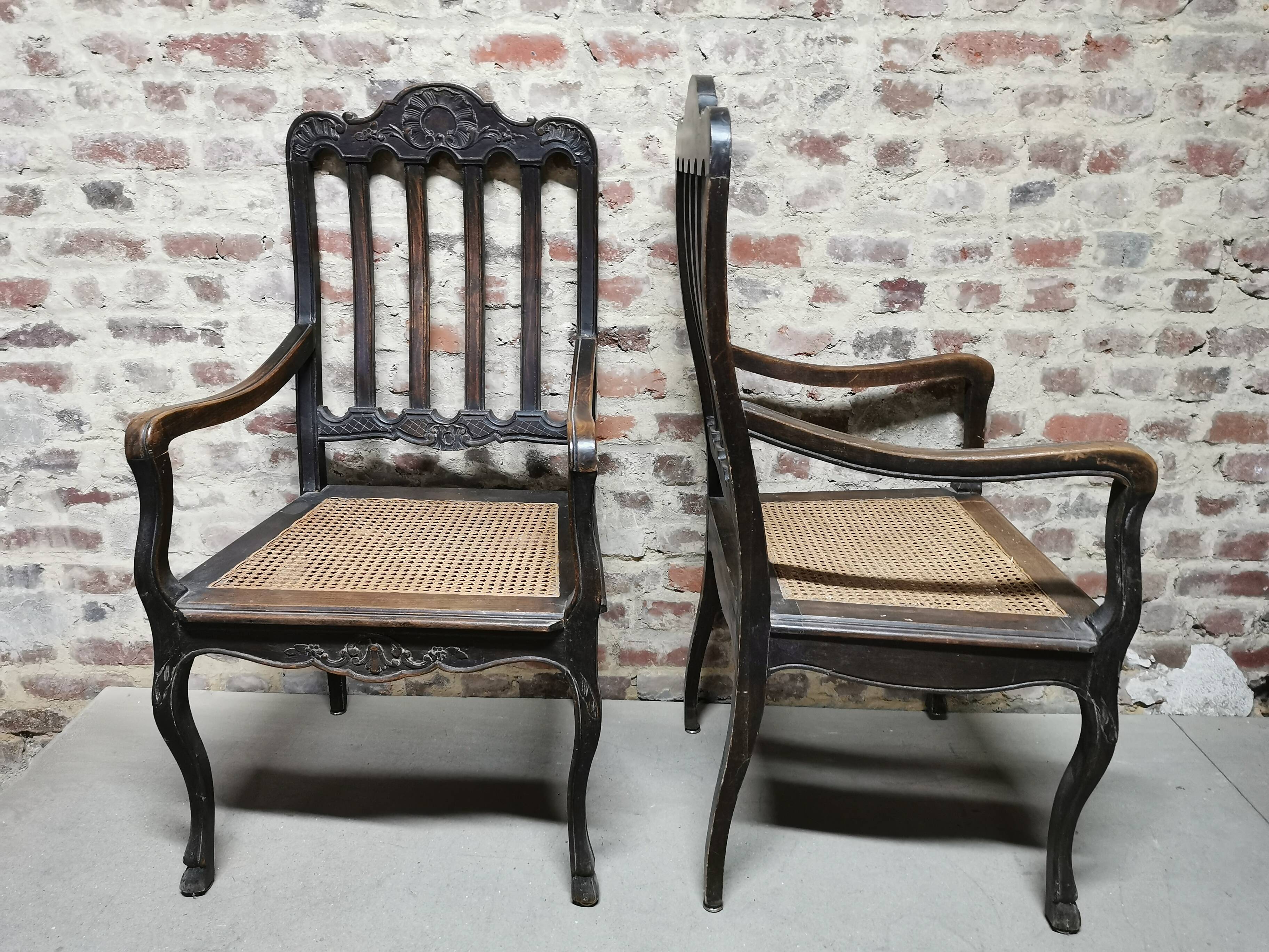 Paire de Fauteuils Cannés anciens , Style Louis XV / régence
