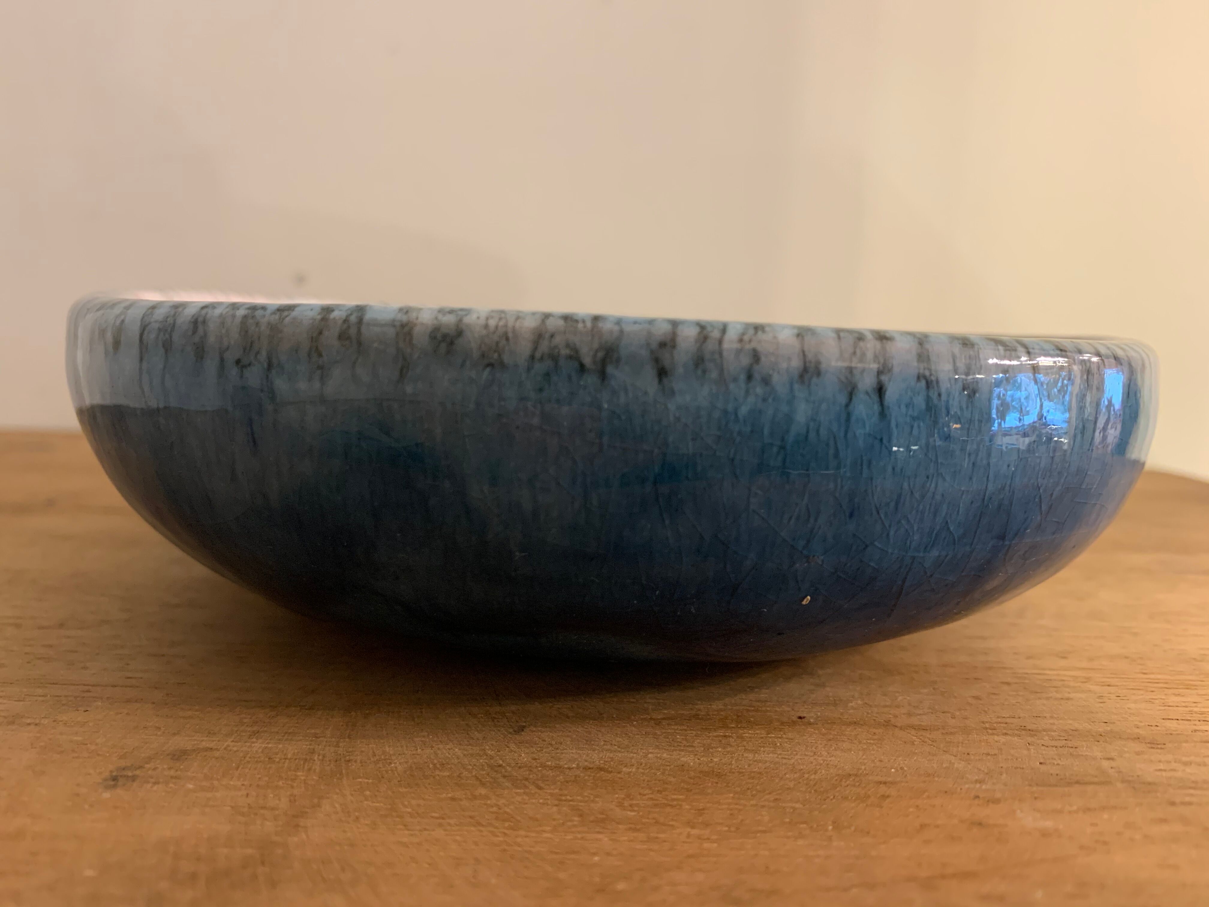 Blue glazed ceramic cup Cazaux Biarritz