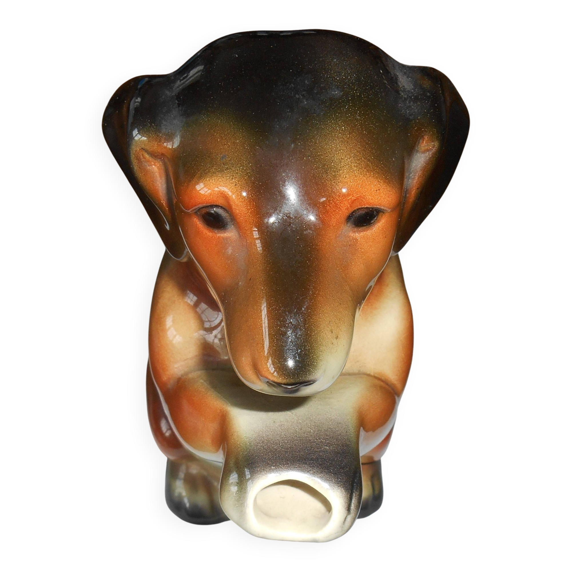 Antique Erphila Dachshund Dog Majolica Teapot