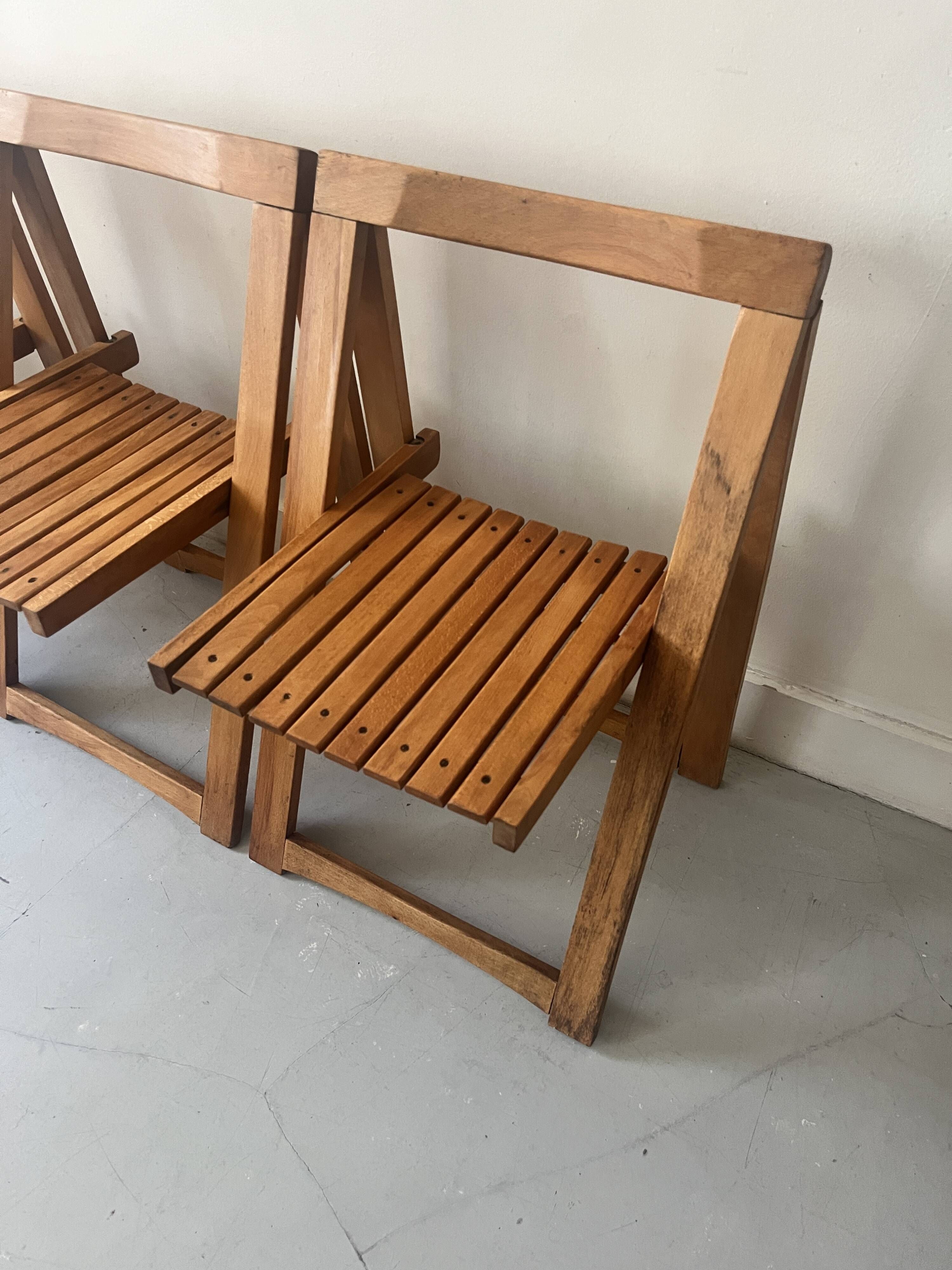 set of 4 italian wooden folding chairs by Aldo Jacober, design 1960 - 1970