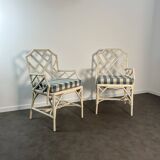 Pair of Angraves armchairs model Invincible in Chinese Chippendale style.