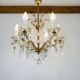 Palme & Walter chandelier, crystal and brass pendants, 1970s