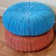 Pair of vintage blue and orange Ikea poufs, 80s