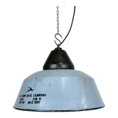 Industrial Grey Enamel and Cast Iron Pendant Light, 1960s