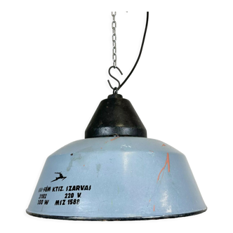 Industrial Grey Enamel and Cast Iron Pendant Light, 1960s