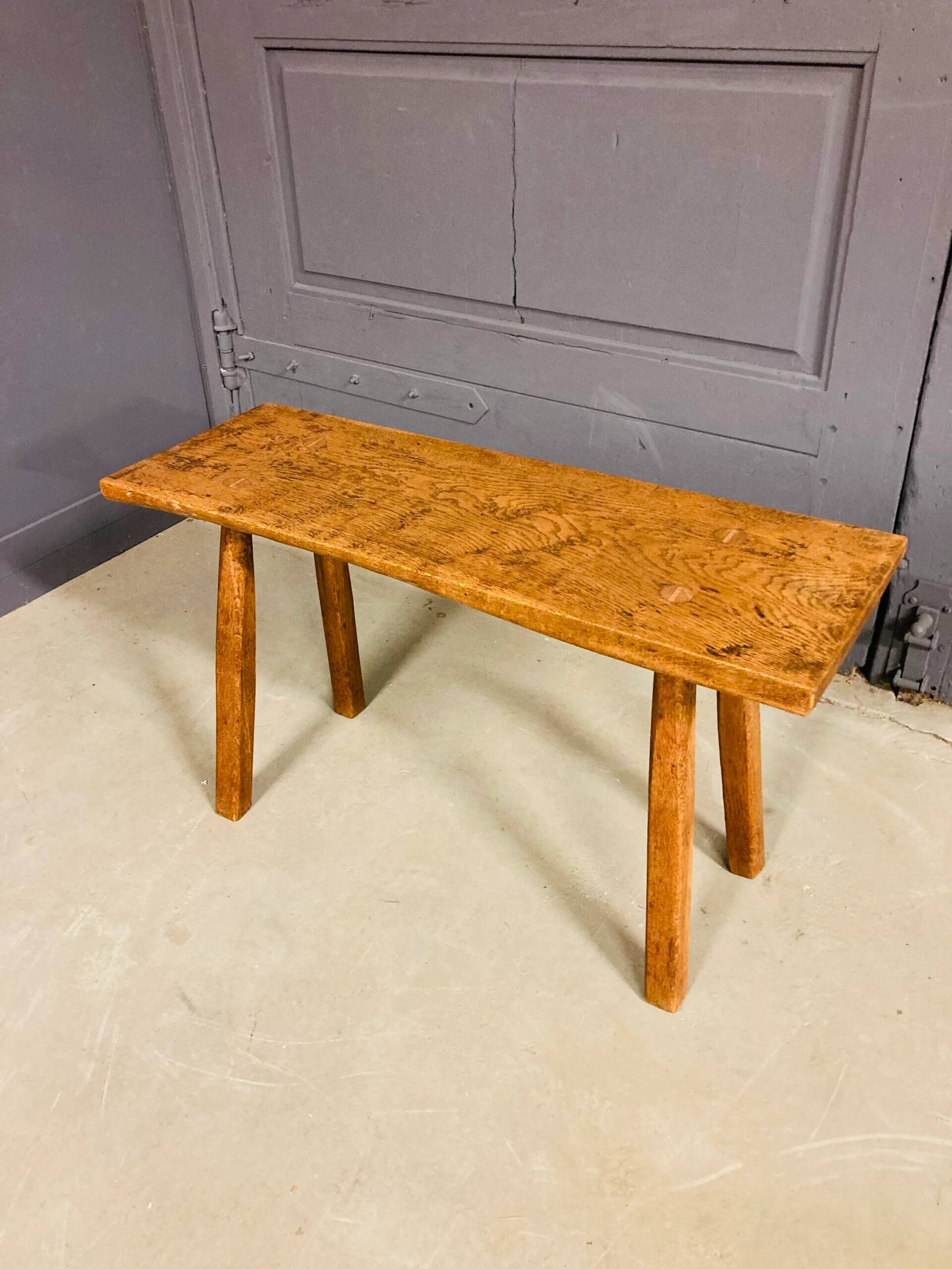Industrial bench / butcher's table, 1950s, solid oak