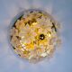 Large Italian Murano glass white frosted flowers ceiling flush mount, 1970s