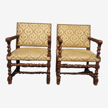 Pair of armchairs Louis XIII style
