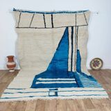 Handmade blue artisanal Moroccan Berber rug 310 X 215 CM