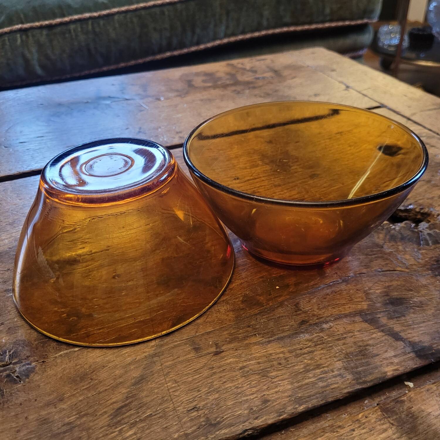 amber glass bowls – mid-20th century vintage