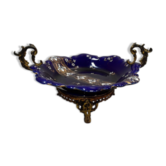 Coupe en porcelaine bleue de Lunéville, Napoléon III - 2ème partie du XIXe