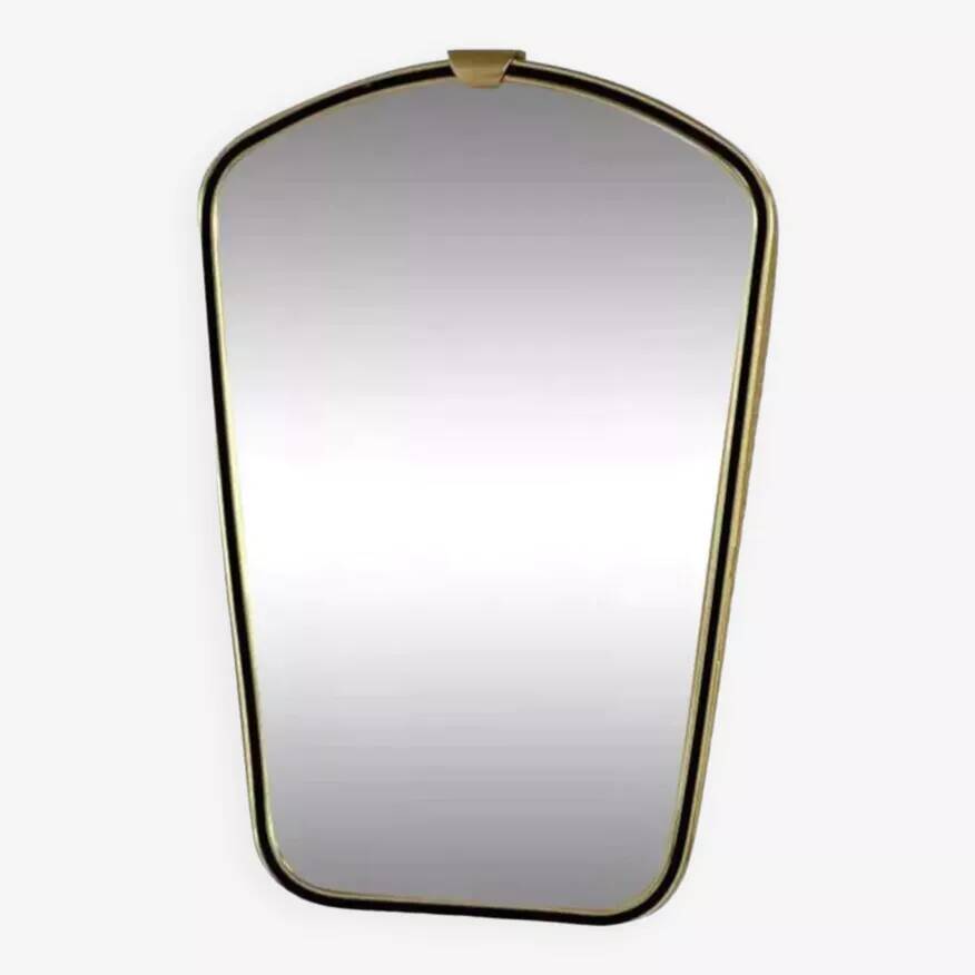 Rearview mirror and free form from the 60s brass frame highlighted with black