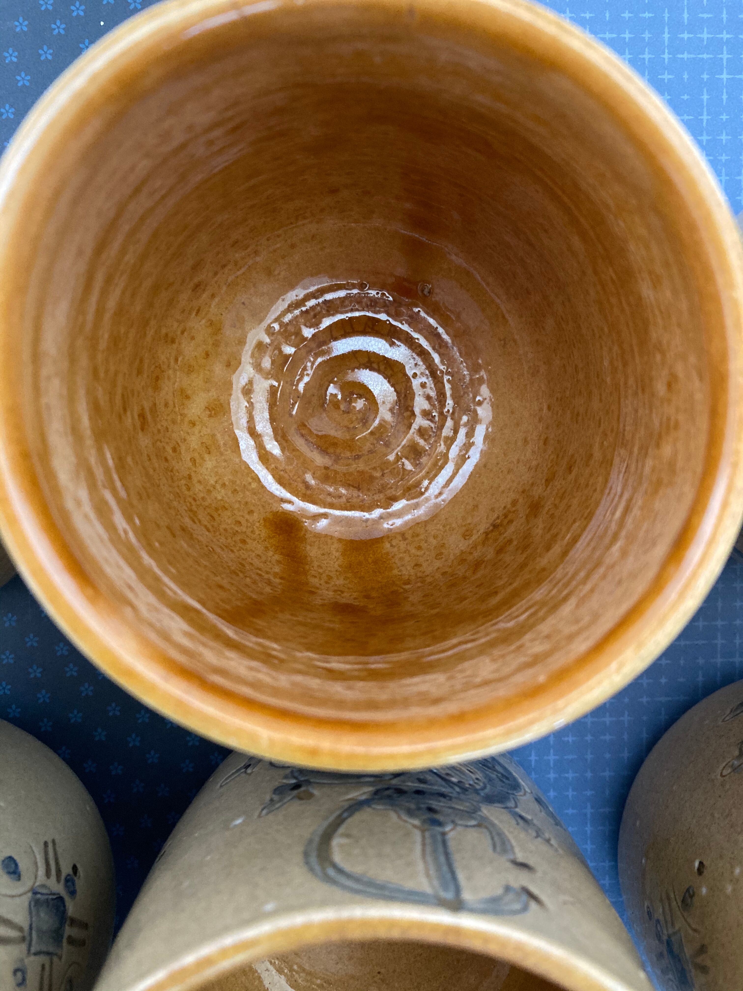 Lot of 6 enamelled terracotta pots - Moroccan pottery