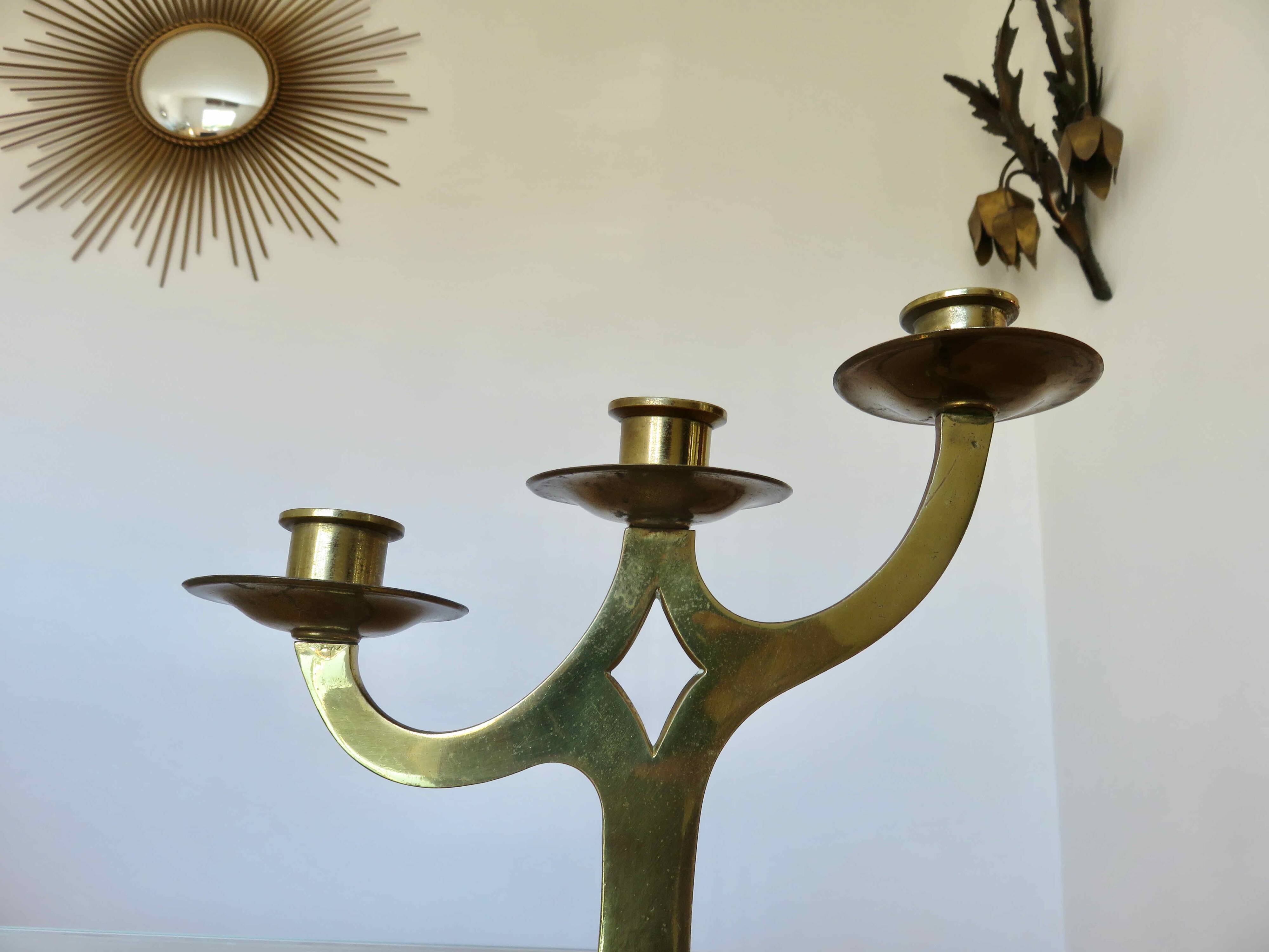 Modernist brass candle holder from the 70s