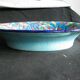 Panière enamels de Longwy decoration turquoise blue background and flowers