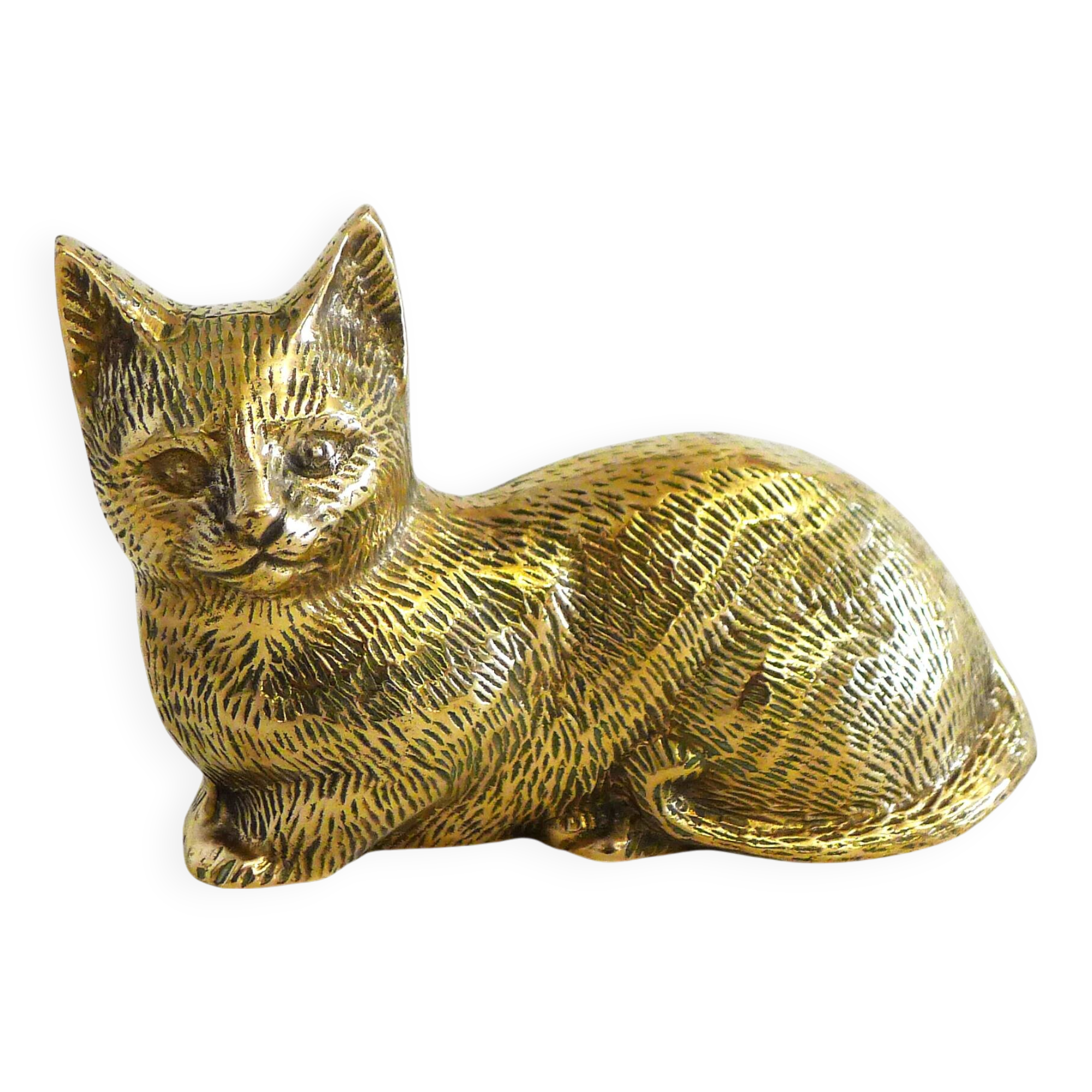 Brass Cat Figurine Sculpture