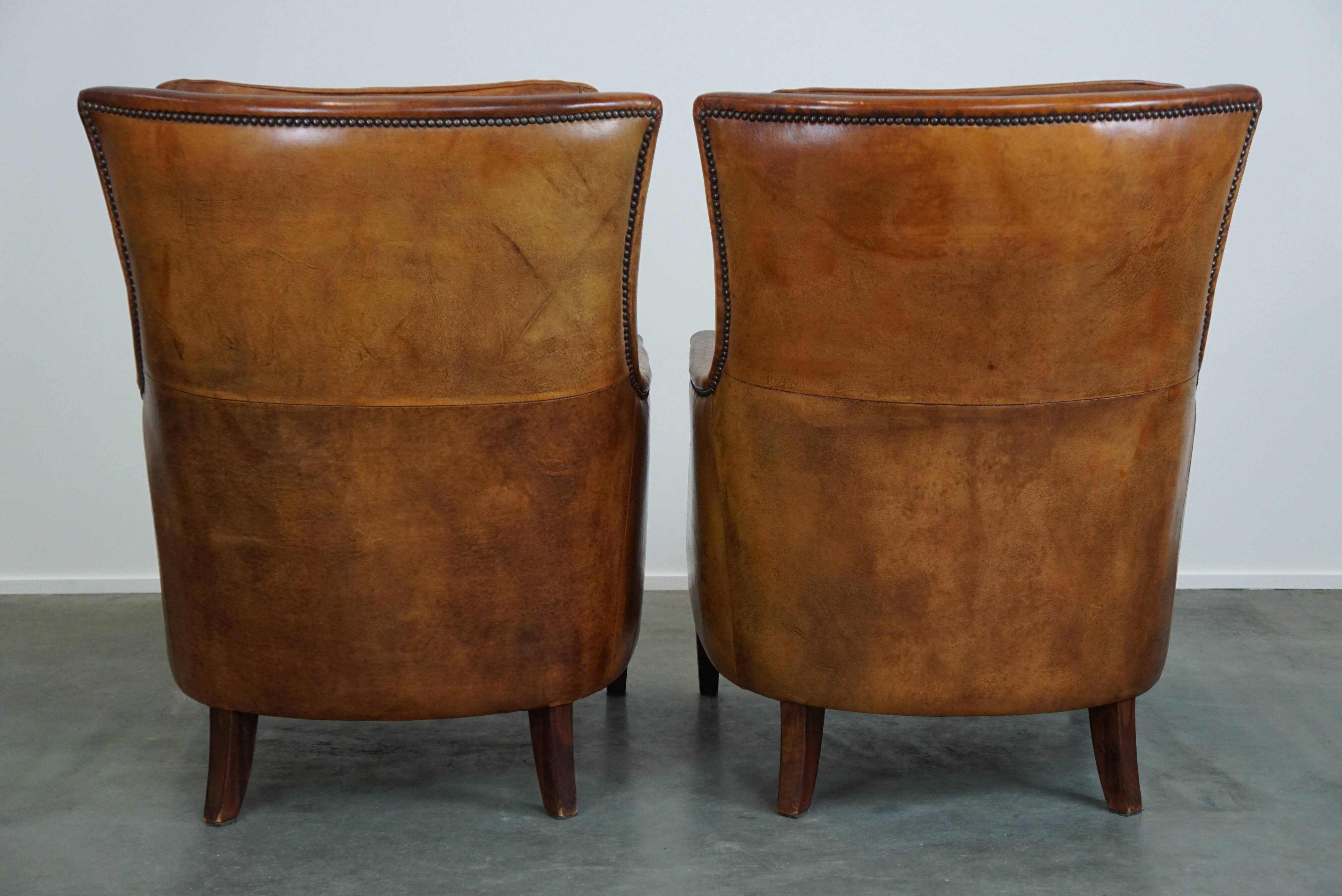 Set of two super rugged and very comfortable sheep leather armchairs