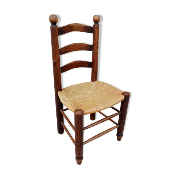 Chaise paille vintage Georges Robert