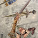 Italian marble painted with pistols and daggers from the NATO