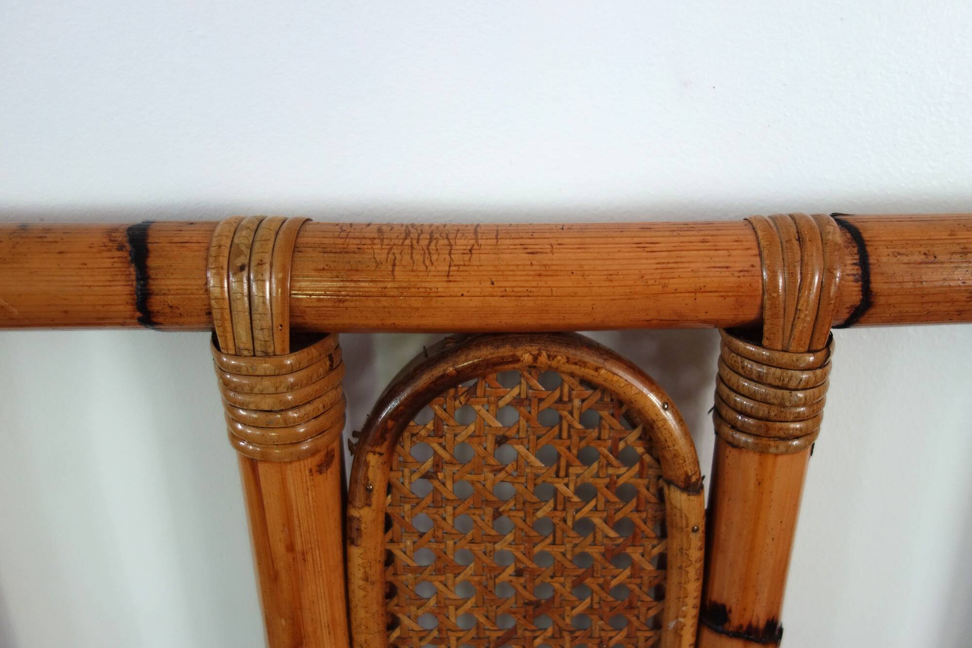 Bamboo and cane headboard from the 1970s.