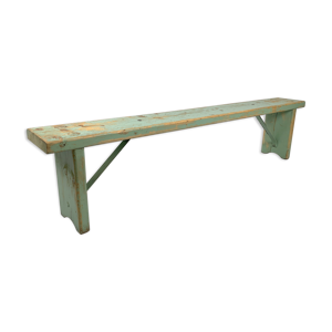 Banc en bois industriel vintage, peinture originale, années 1930