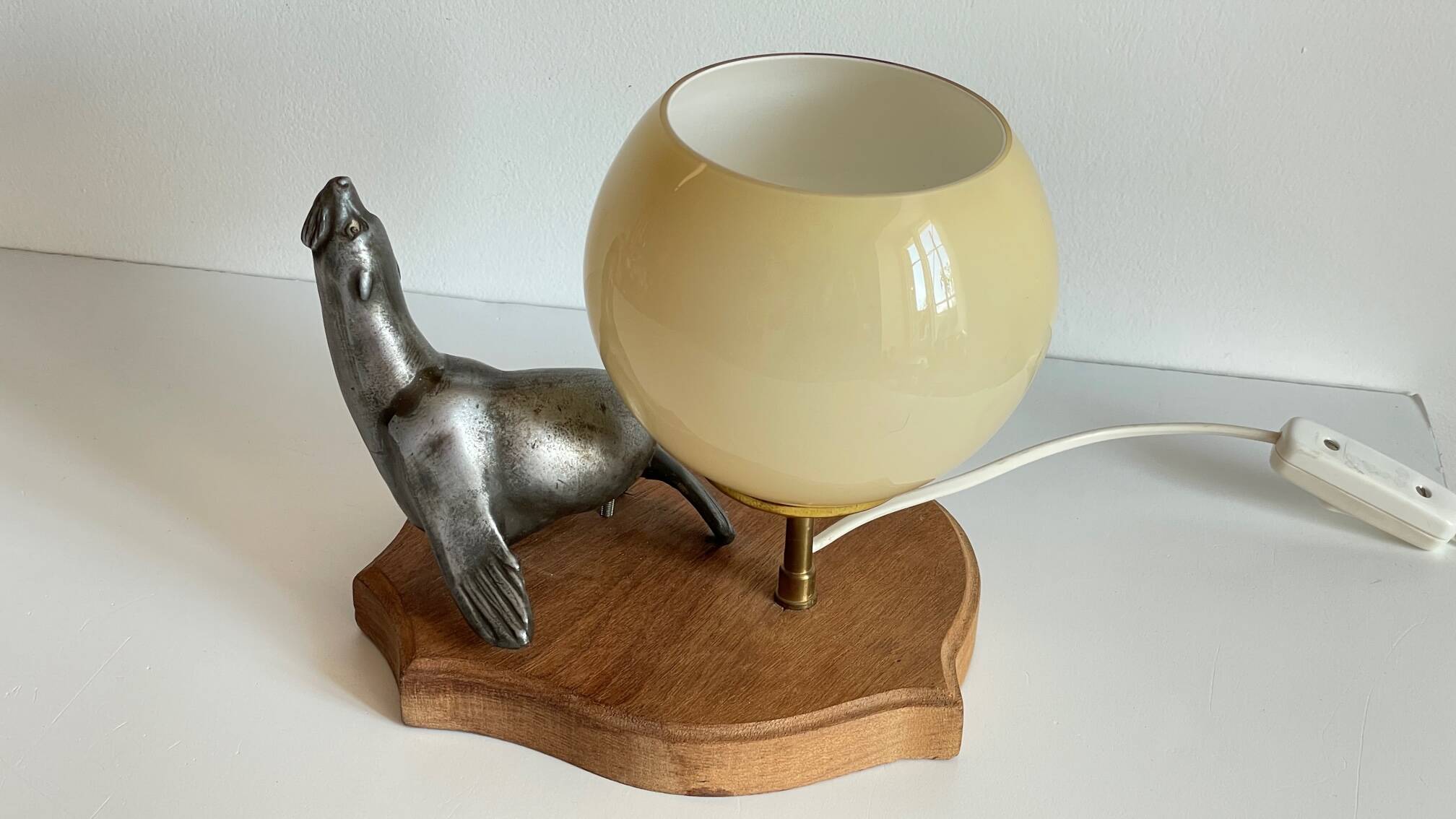 Art Deco Sea Lion blown glass lamp