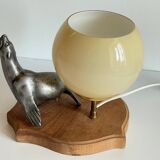 Art Deco Sea Lion blown glass lamp