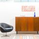 Large high teak sideboard with fluted doors, 1960s