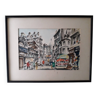 Old illustration of Montmartre signed Maurice Legendre