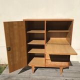 Vintage chene and rattan cabinet 60