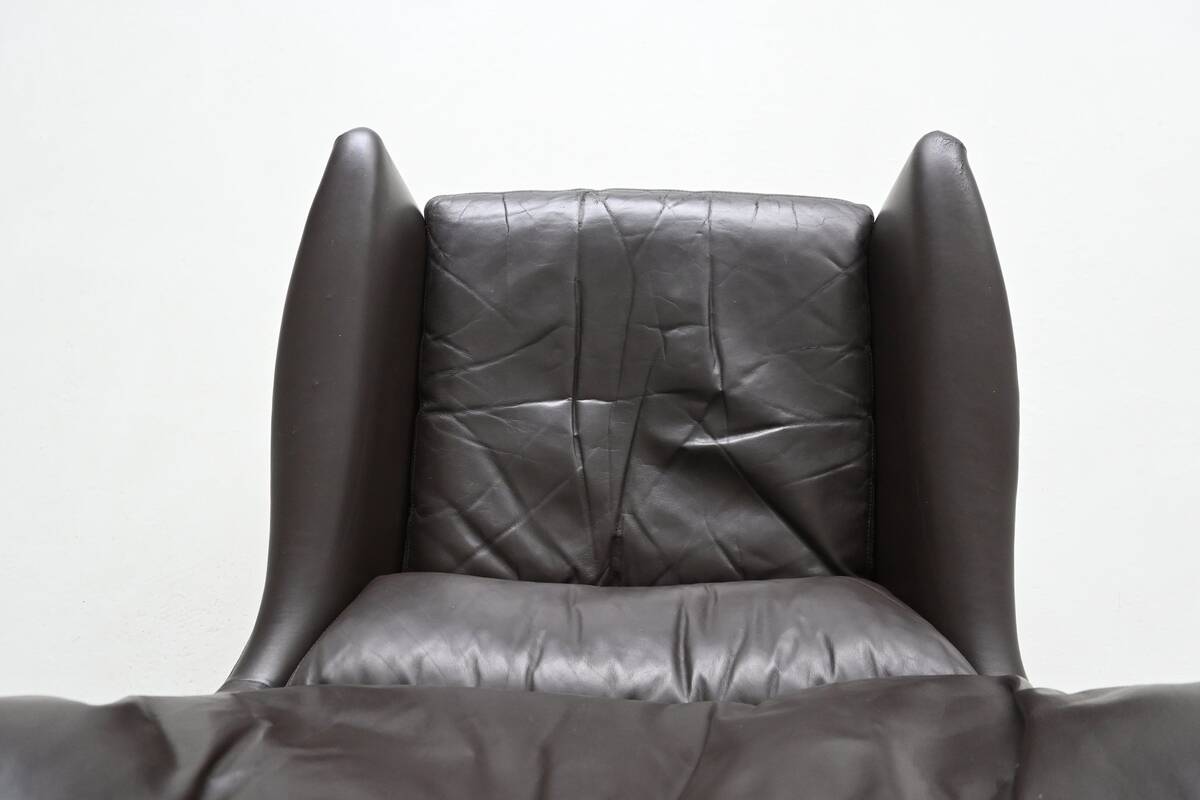Pair of Durlet lounge chairs in brown leather Belgium 1960