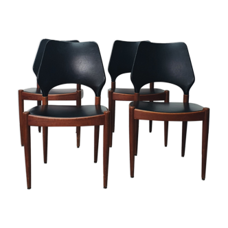 Set of 4 Danish teak chairs from the 60s