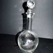 Antique Saint-Louis carafe with acid-etched rocaille and flower decoration H32cm